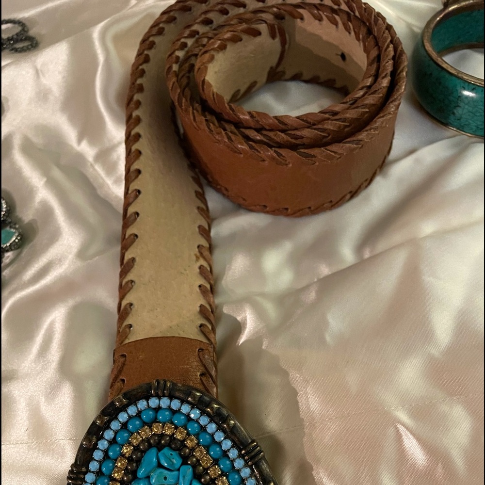 NINE WEST natural LEATHER BELT  LG/XL - Picture 11 of 13